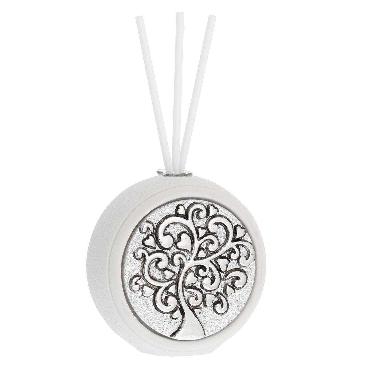 DIFFUSORE TONDO BIANCO D. 6,5 CON INSERTO ARGENTATO - ALBERO CUO